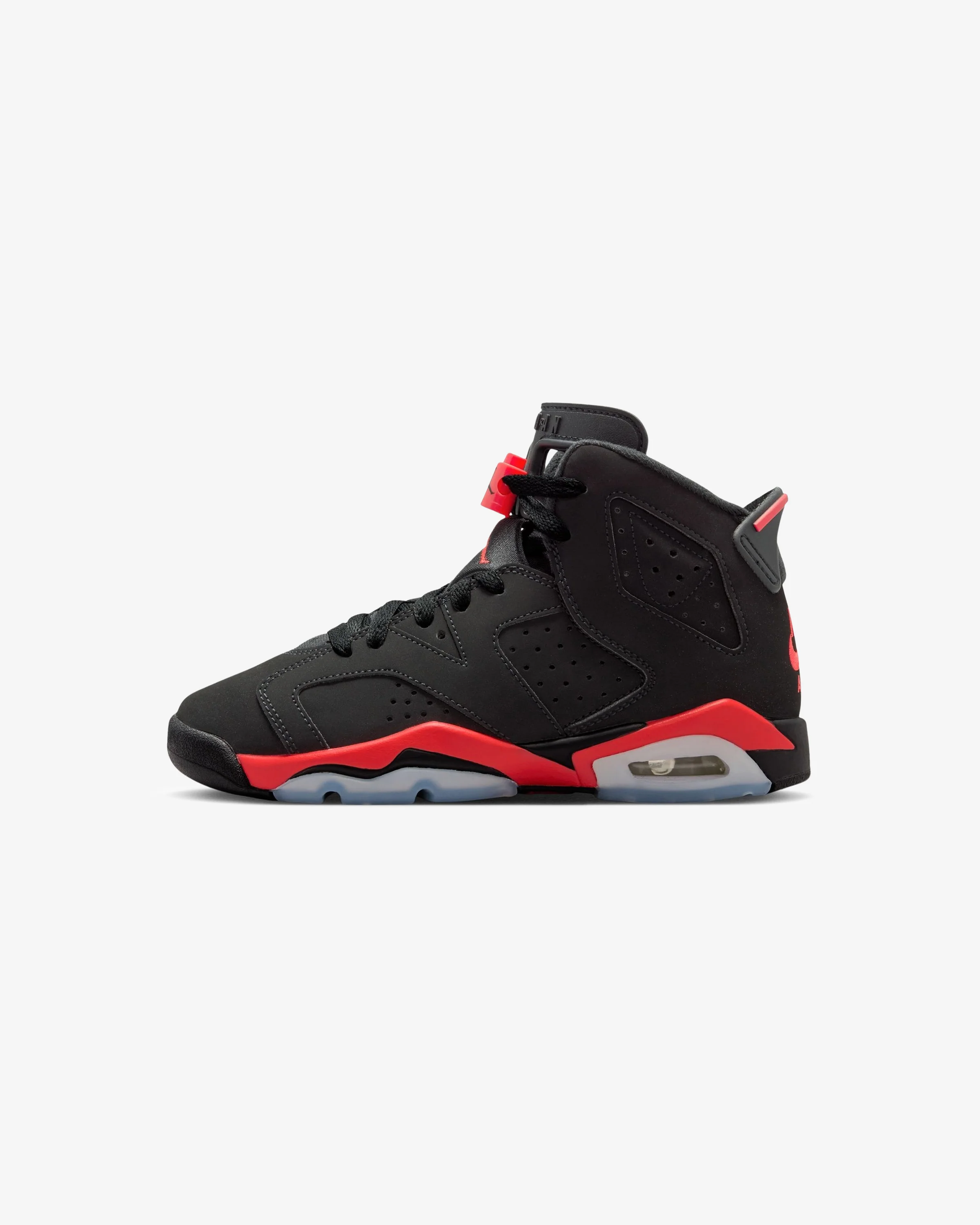 JORDAN GS  AJ 6 RETRO 'INFRARED'  - BLACK/ LIGHT CRIMSON - Image 2